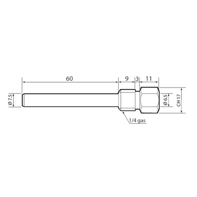 1413309AXX Carel Rozsdamenetes acél szenzortok 8x60 mm, 1/4" GAS for NTC/PTC szondákhoz