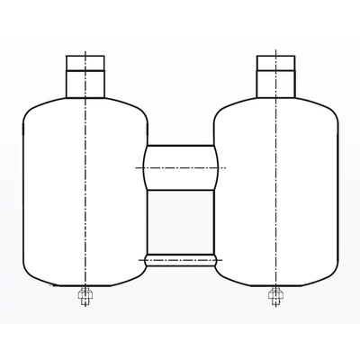 FA-67/64T ESK szívóoldali cseppleválasztó, d=64 mm, V=2x7,5 l